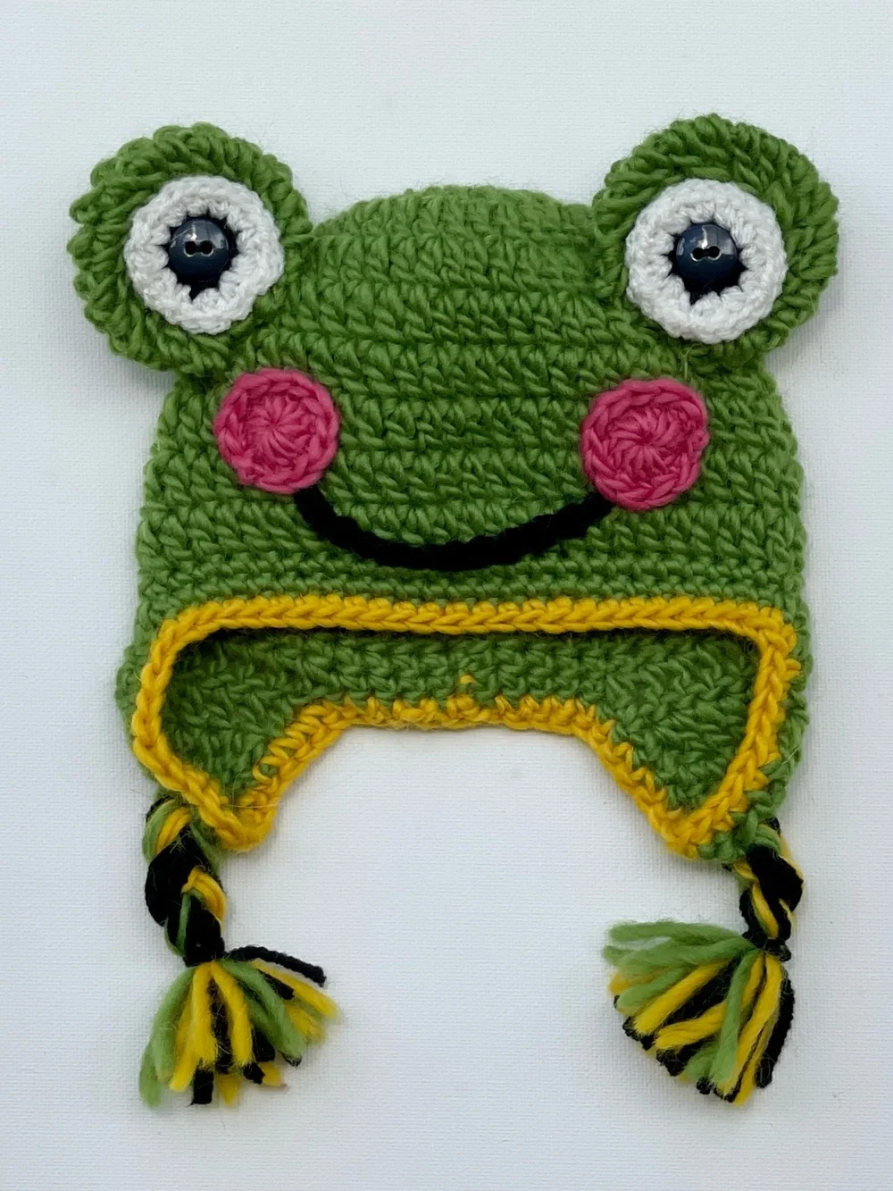 Green Frog Crochet Earflap Hat for Baby – Handmade Cute Animal Newborn Hat